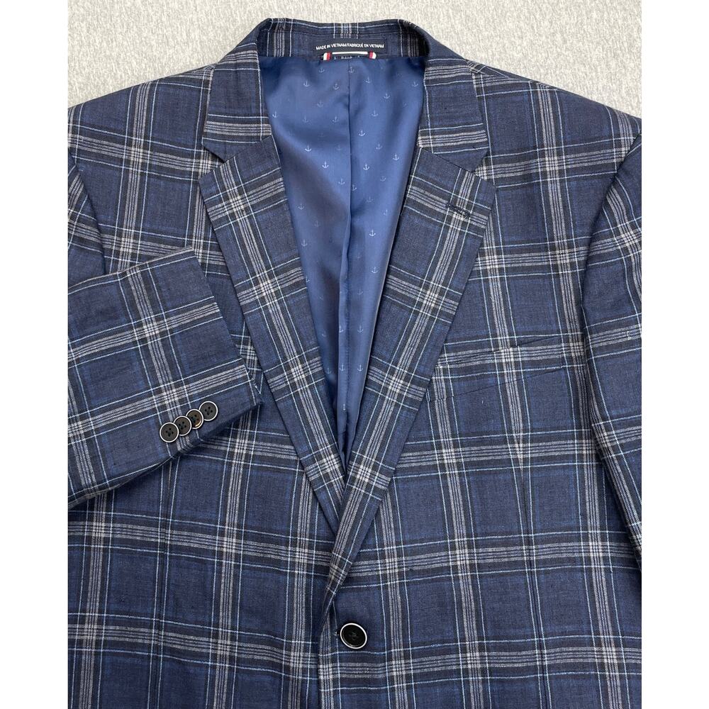 Tommy Hilfiger Blazer Mens 42R Plaid 100% Linen 2-Button Jacket